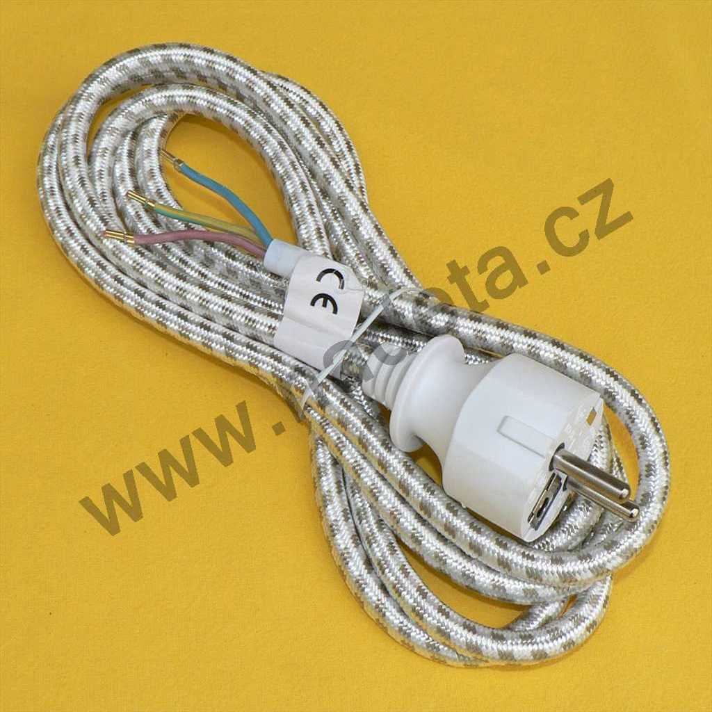 Flexo přívodní kabel s textilním opředením 3x0,75/2,4m