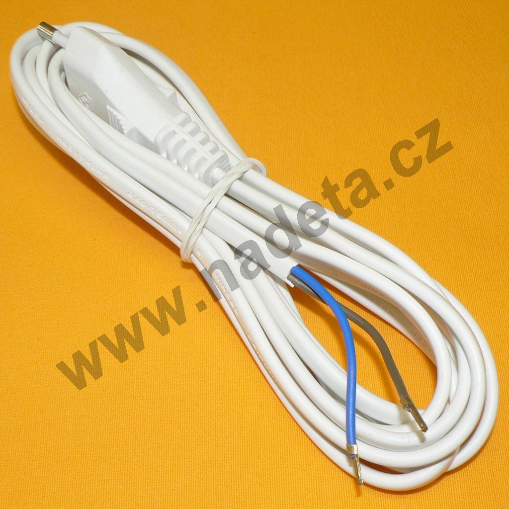 Kabel flexo přívodní šňůra PVC 2x0,75/3 m, plochá bílá
