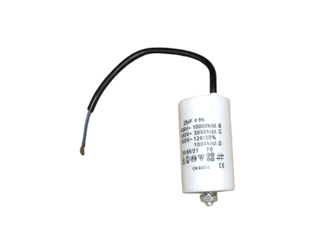 Kondenzátor 25uF, kabel 40x120mm, robot Eta 0022, 022 ( ETA 0022 00060 )