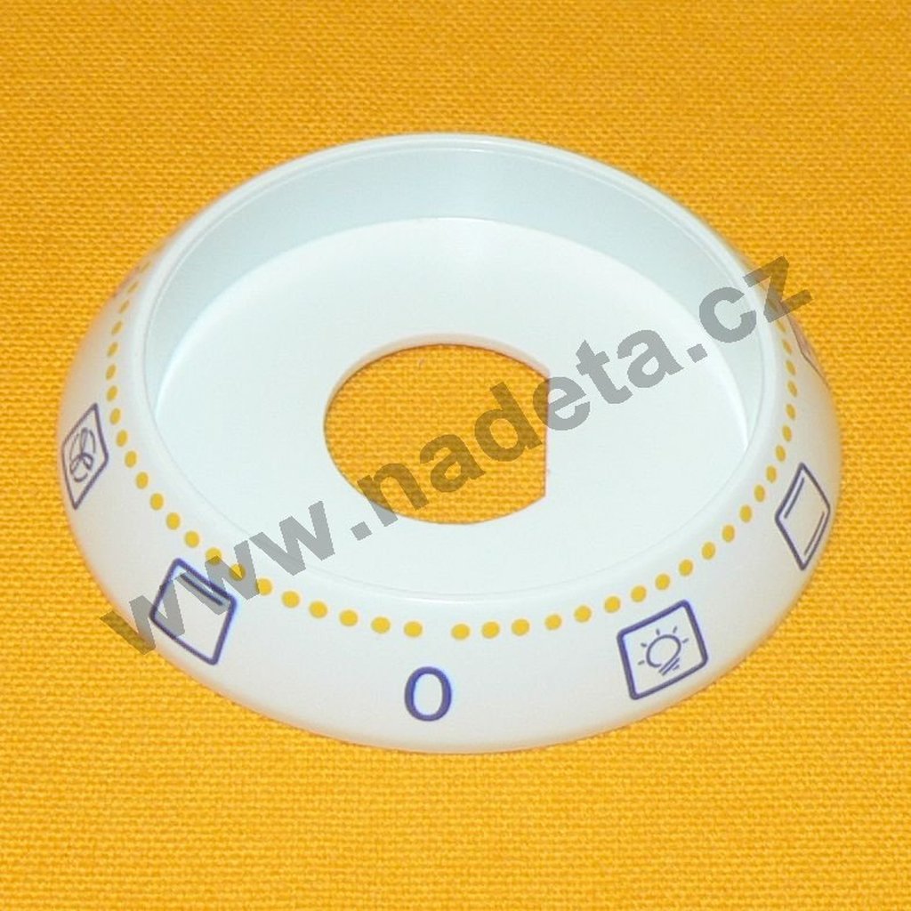 Kroužek přepínače funkcí trouby pod knoflik na sporák Mora, 0+9 znaků, bílý