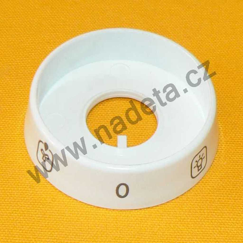 Kroužek přepínače funkcí trouby pod knoflik na sporák Mora 2460, Gorenje 850101, bílý