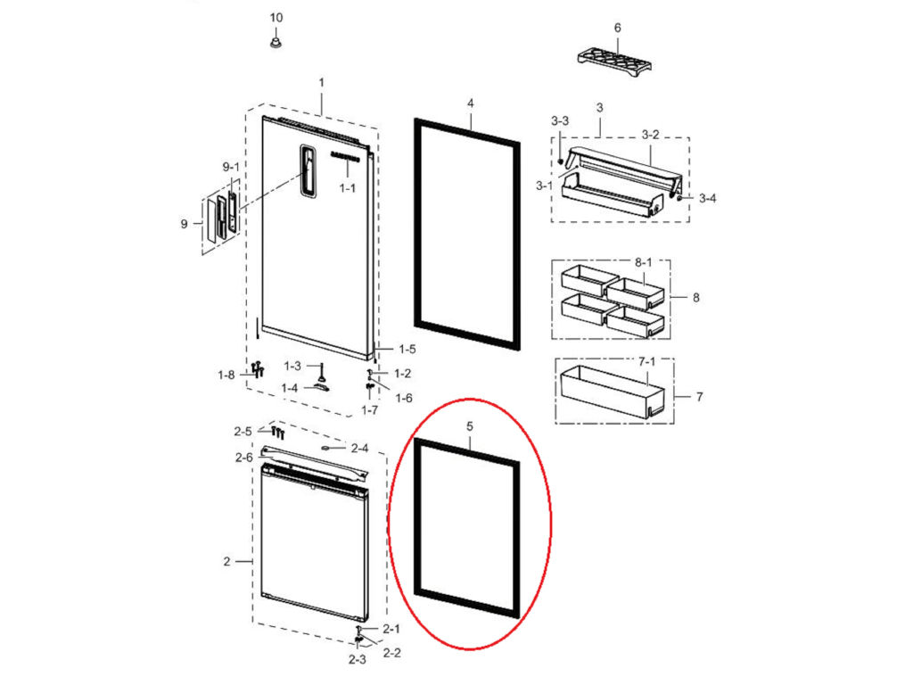 Magnetické těsnění dveří mrazáku chladničky SAMSUNG DA97-13921V, náhrada