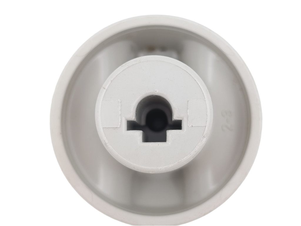 Náhradní knoflík ke sporáku, univerzální ovládací knoflík šedý, oientace ukazatele k hřídely -D