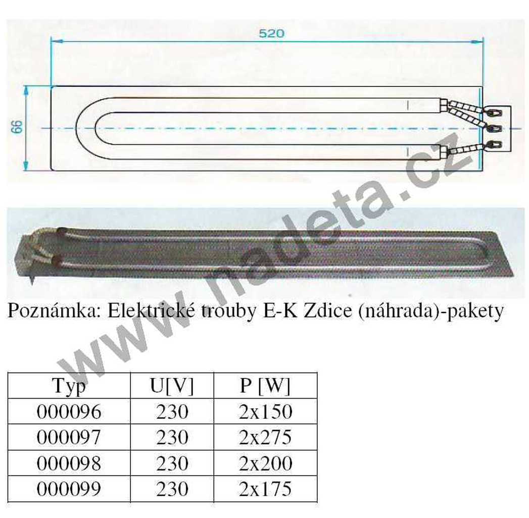 Paketa 2 X 150W / 230V ZDICE 3 vývody náhrada, pečící trouba Zdice