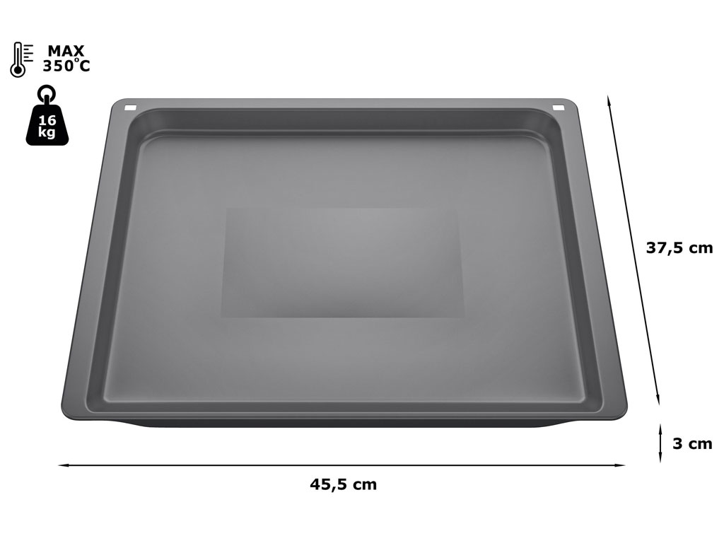 Plech na pečení 45.5 x 37.5 x 3.0 cm mělký do trouby Bosch, Siemens 11029050