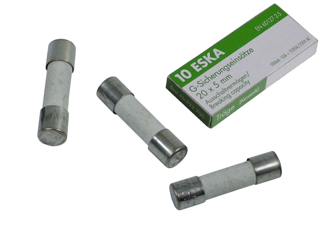 Pojistka T 5A / 250V, 5x20mm, keramická, balení 10 ks, pojistka T 5A / 250V