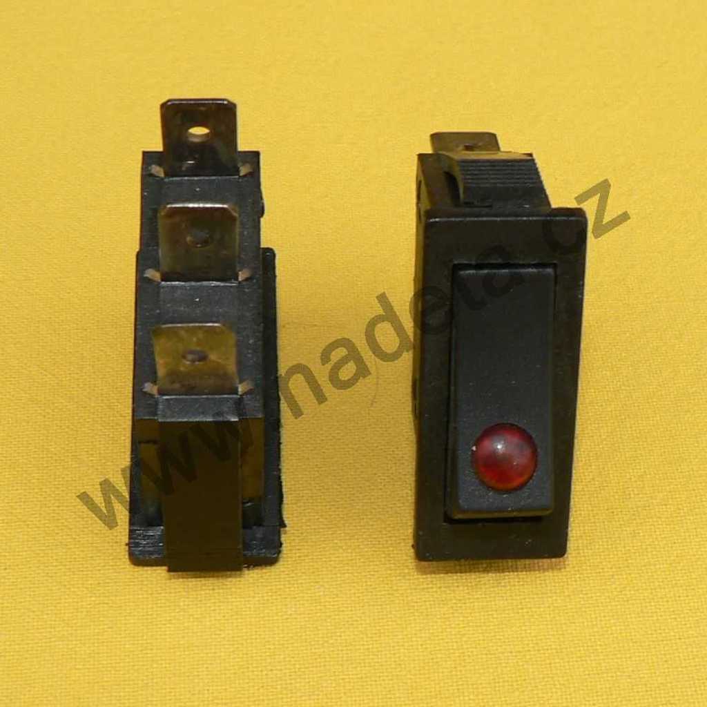 Přepínač kolébkový 3 vývody, 16A, 10 x 30 mm