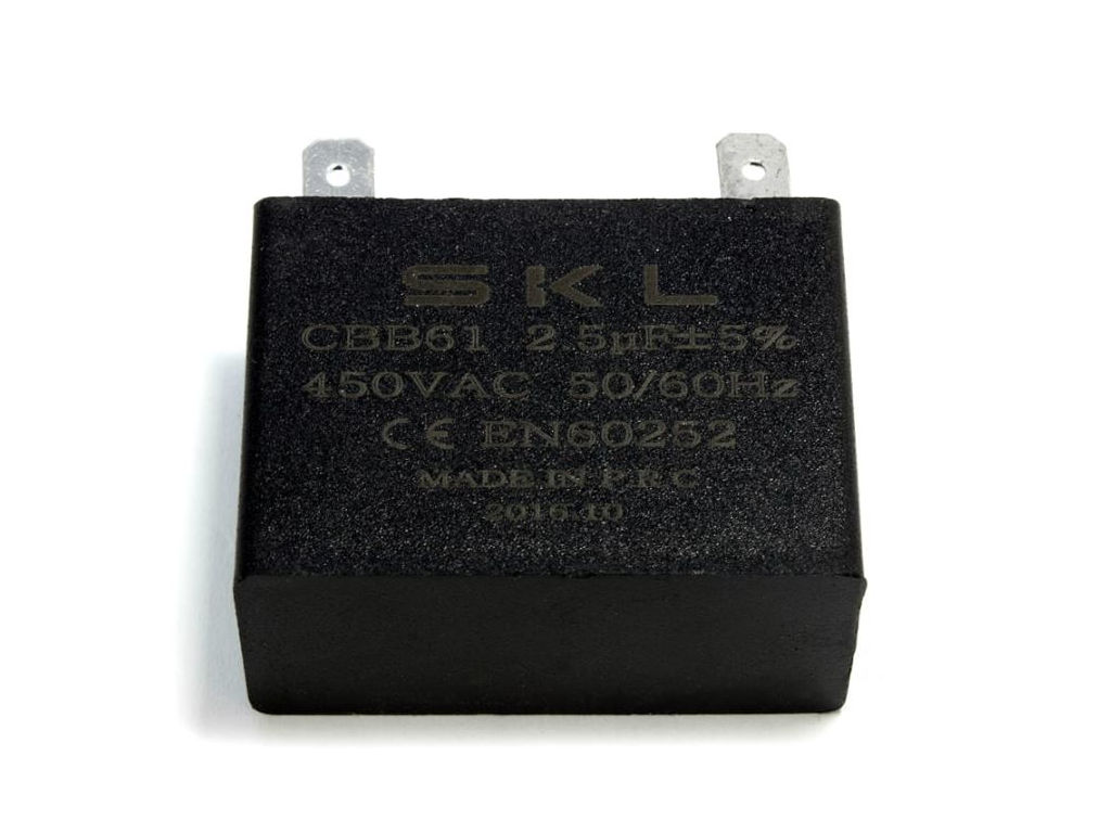 Rozběhový kondenzátor 2.5uF /  450V CBB61,  vývody faston 