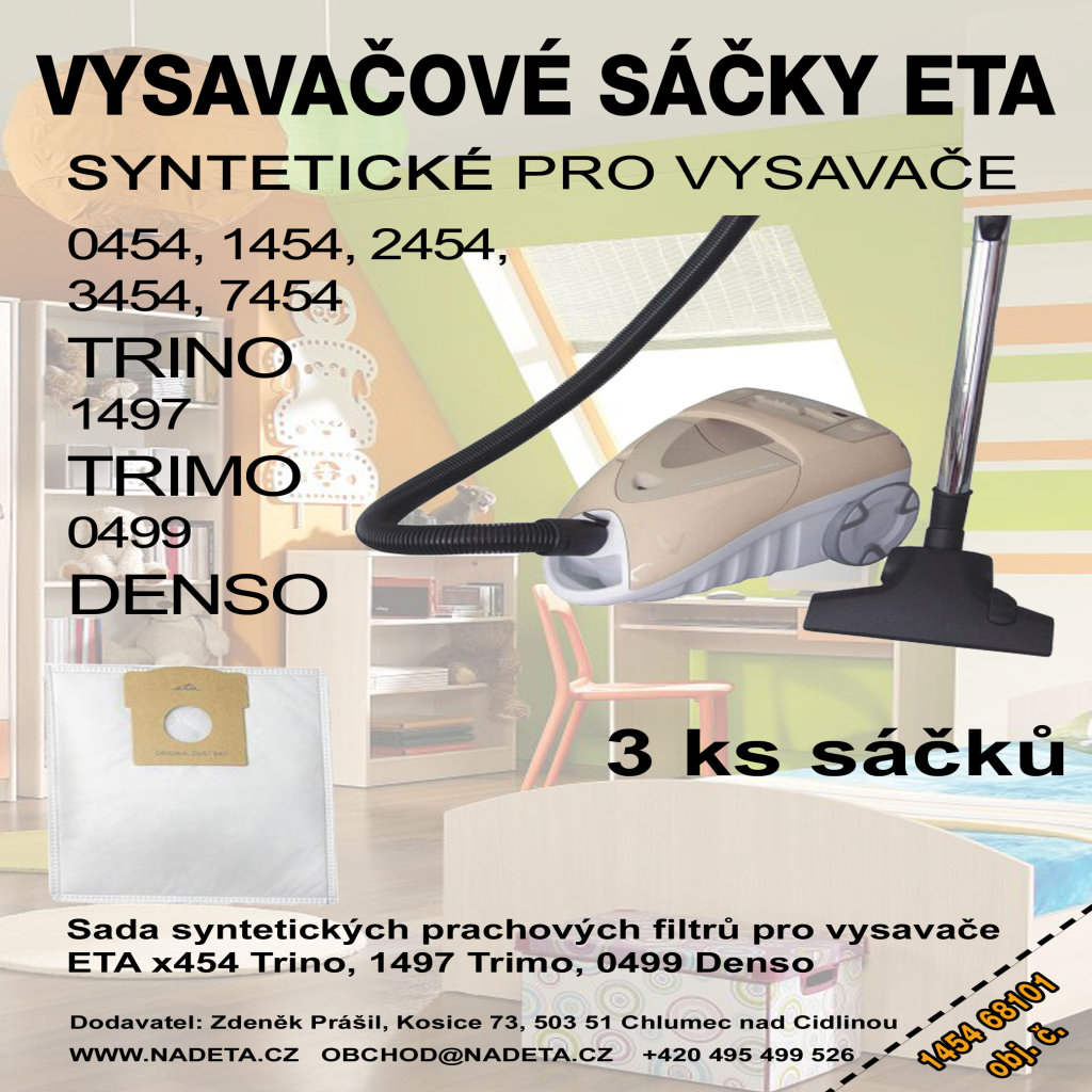 Sáčky do vysavače Eta 1454, 2454, 3454, 7454, Trino, 5+2ks, filtry papírové ( ETA 1454 68001 )