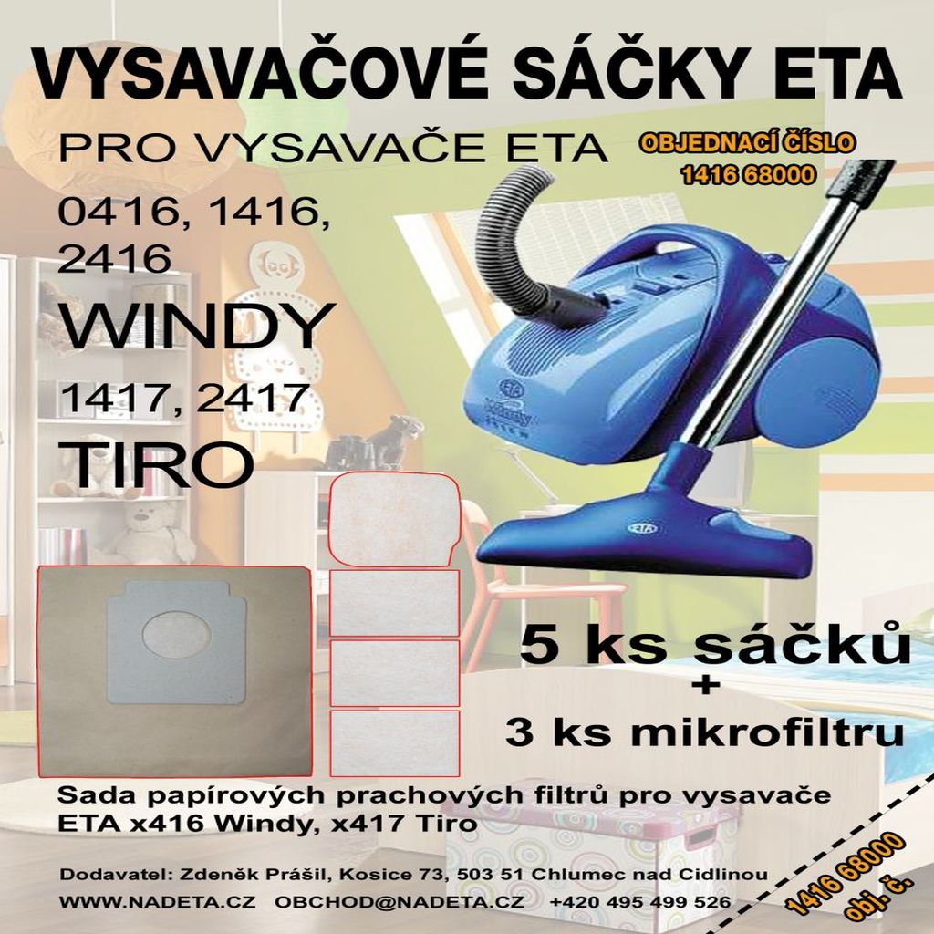 Sáčky do vysavače Eta Tiro, Eta Windy + filtry 5+1+1 ( ETA 1416 68001 )