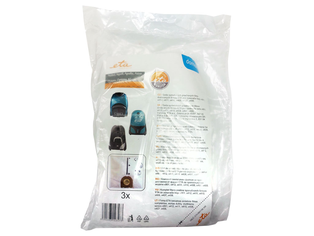 Sáčky vysavače ETA 0861, x861, x406, x 407, x408, x410, x411 č.33, filtry syntetické ( ETA 0861 68100 )