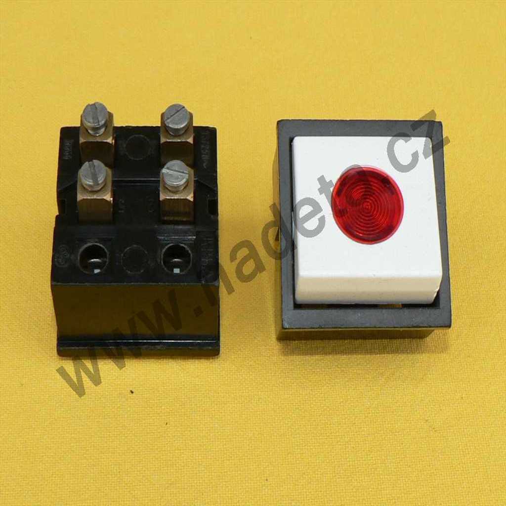 Spínač kolébkový vestavný dvoupólový s kontrolkou 16A