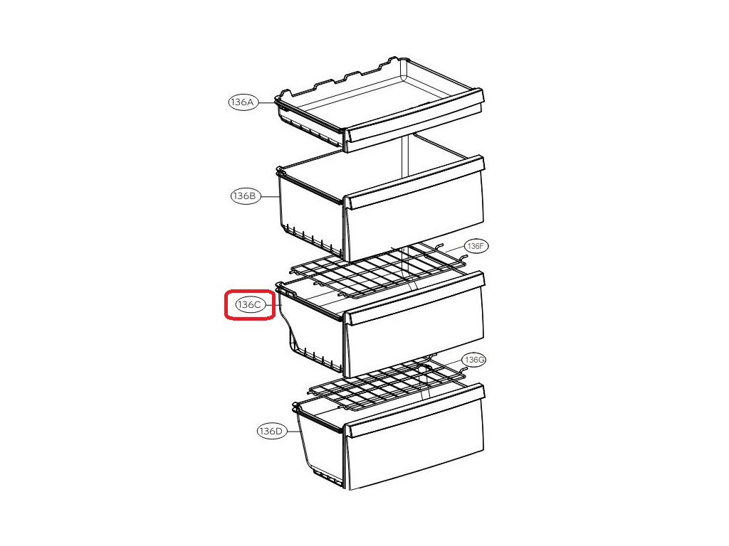 Šuplík mrazáku chladničky, prostřední AJP72975208  LG, AJP72975210 LG / AJP72975208