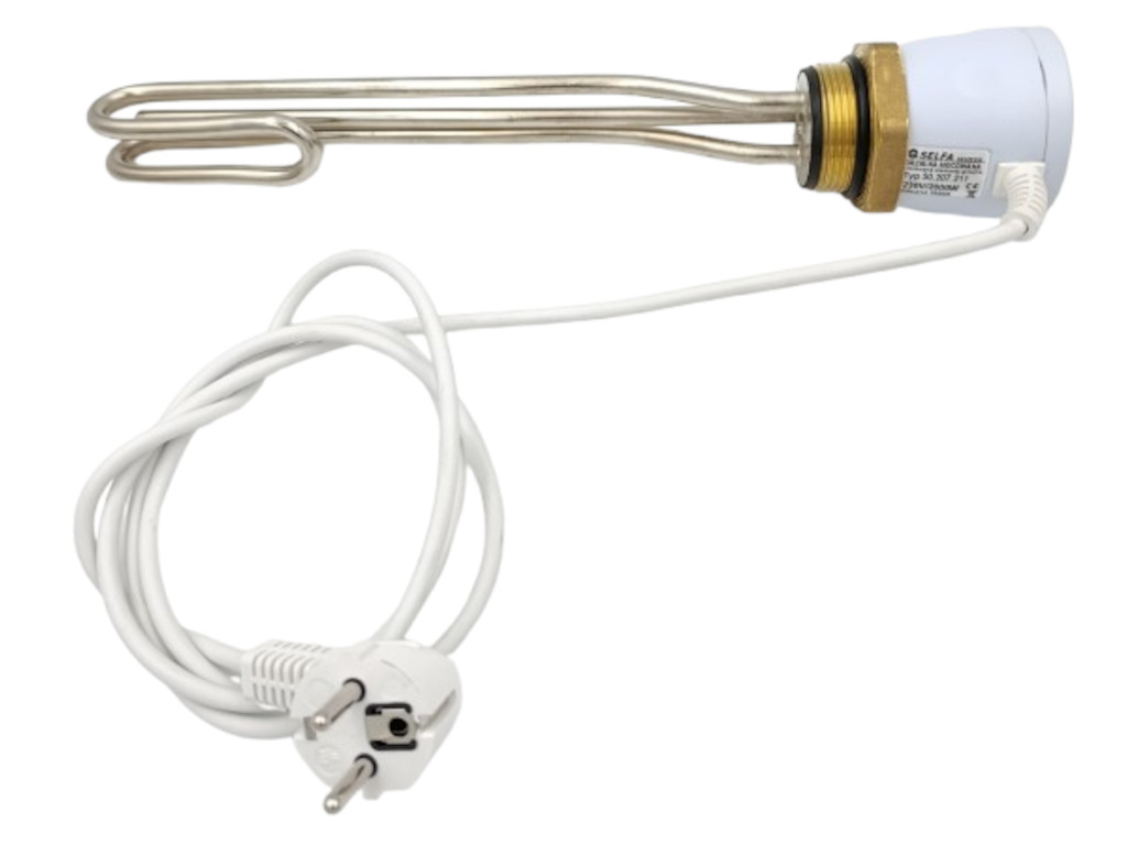 Topné těleso 2000 W 230 V s termostatem závit G 6/4" nikl