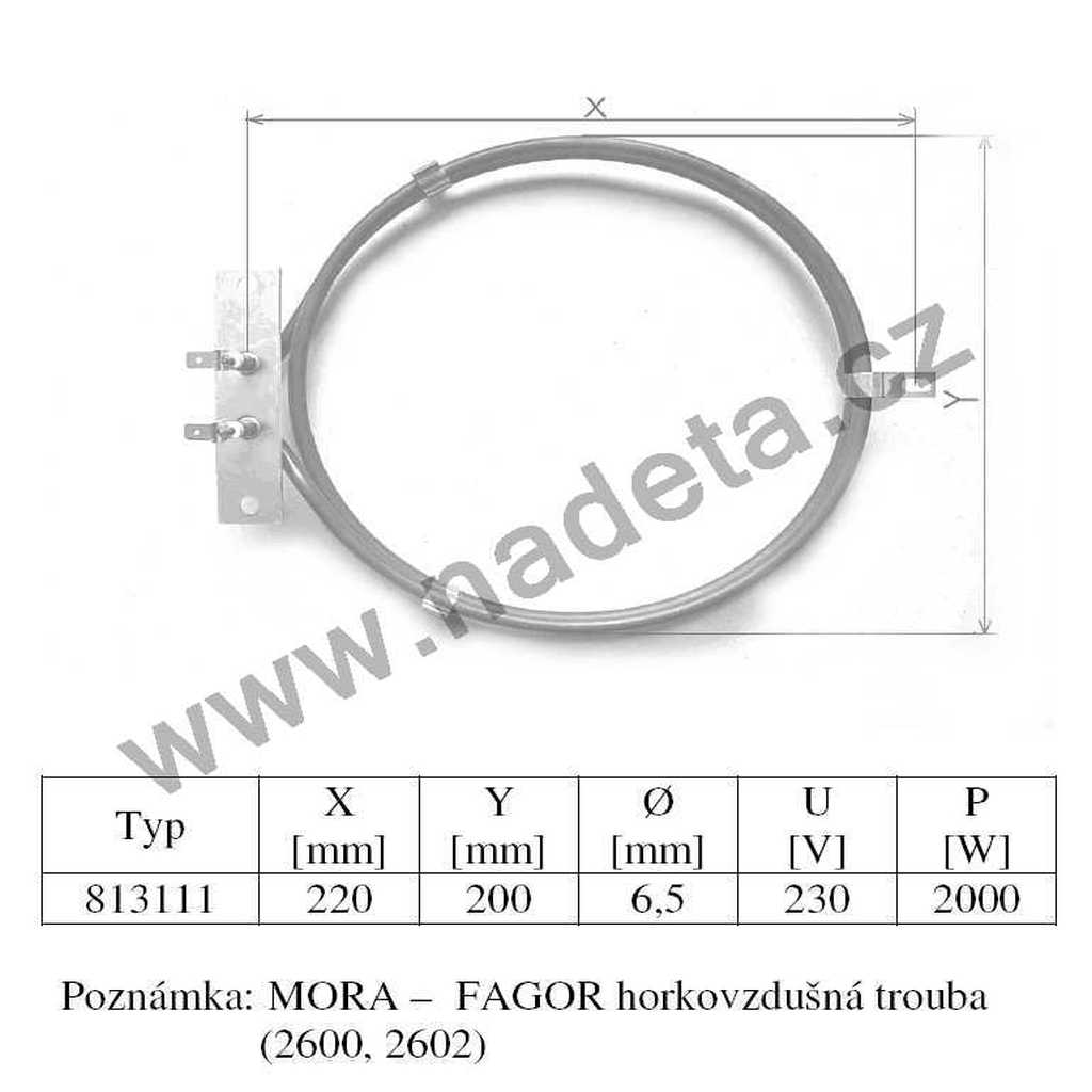 Topné těleso 2000 W kruh.2600,2602,36 Mora,Fagor
