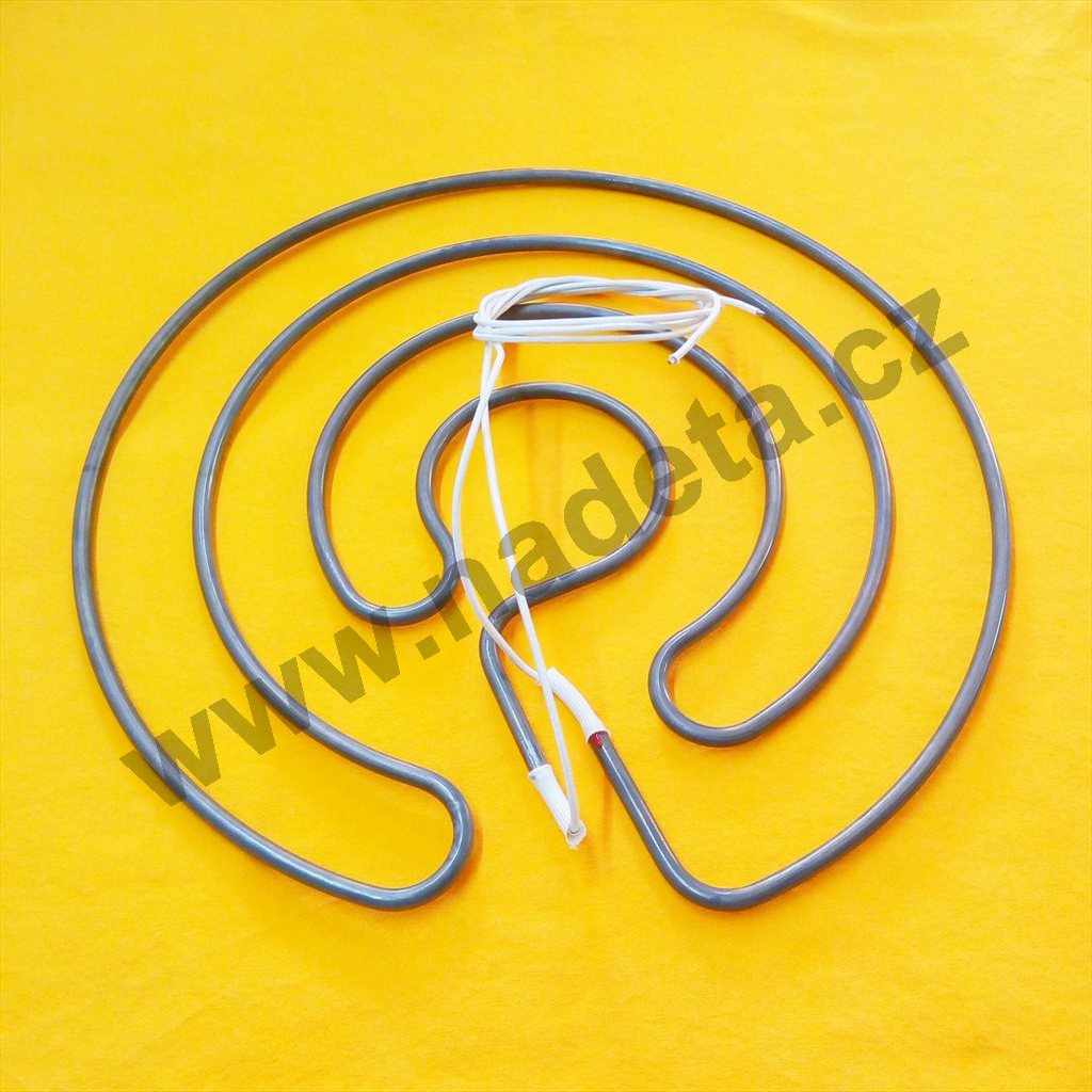 Topné těleso 2600 W, 230 V, stočená plotna lis na pizzu d=420mm, vývody=850mm