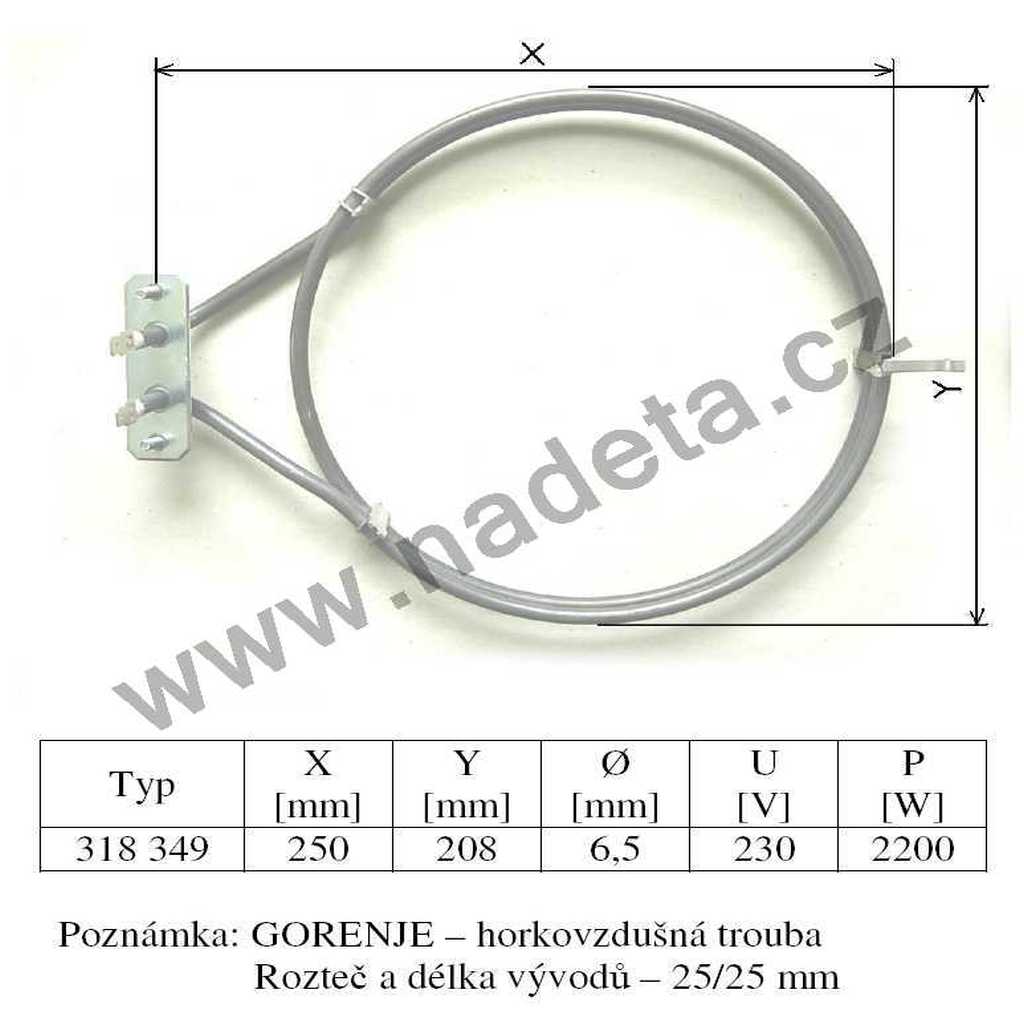 Topné těleso Gorenje 2200 W těl.kruh.rozt.výv.25mm/25