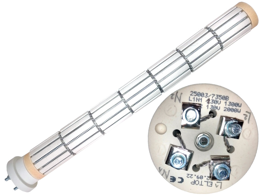 Topné těleso keramické 1300W / 130V + 2000W / 130V, suché topné těleso