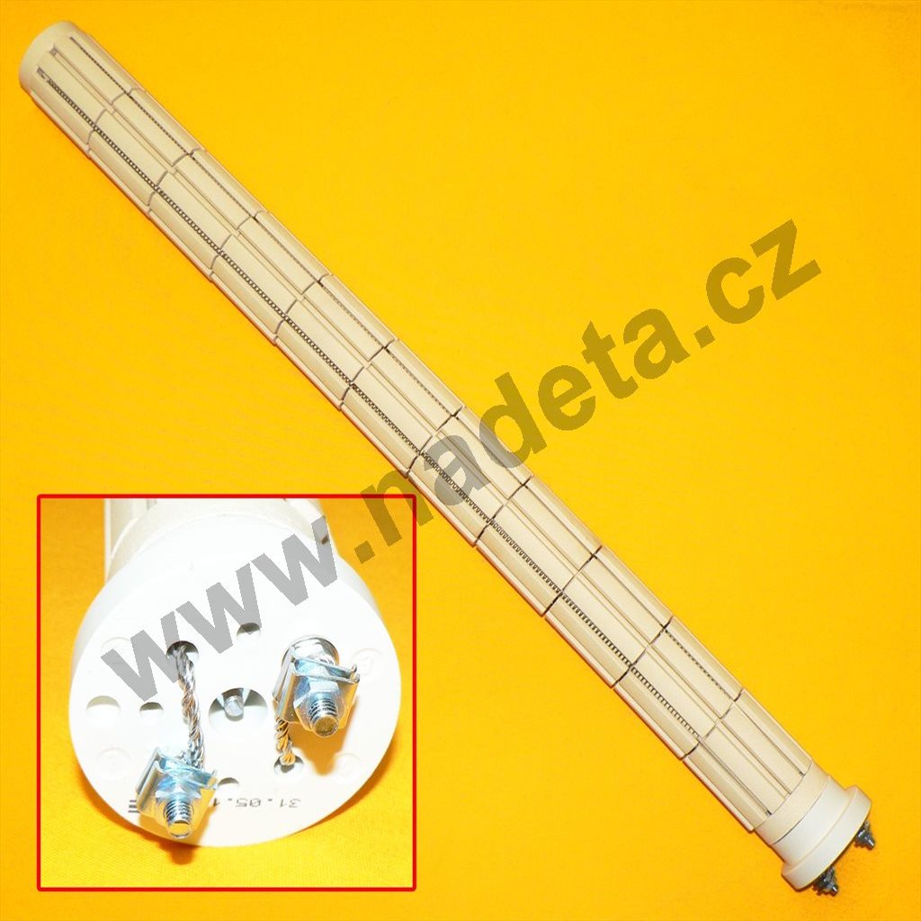 Topné těleso keramické 1500W / 120V DC, d=48mm, l=600mm, bojler