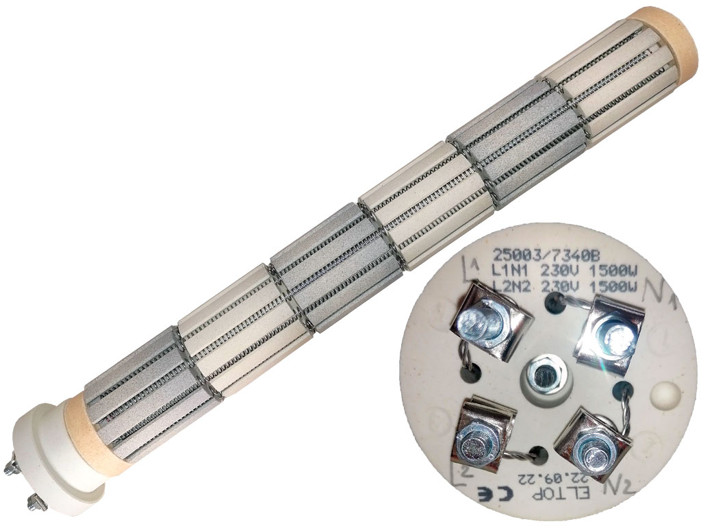 Topné těleso keramické 1500W / 230V + 1500W / 230V, suché topné těleso