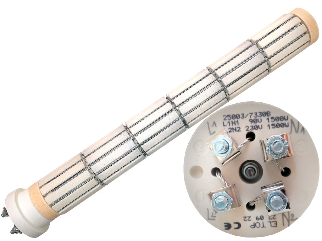 Topné těleso keramické 1500W / 90V + 1500W / 230V, suché topné těleso