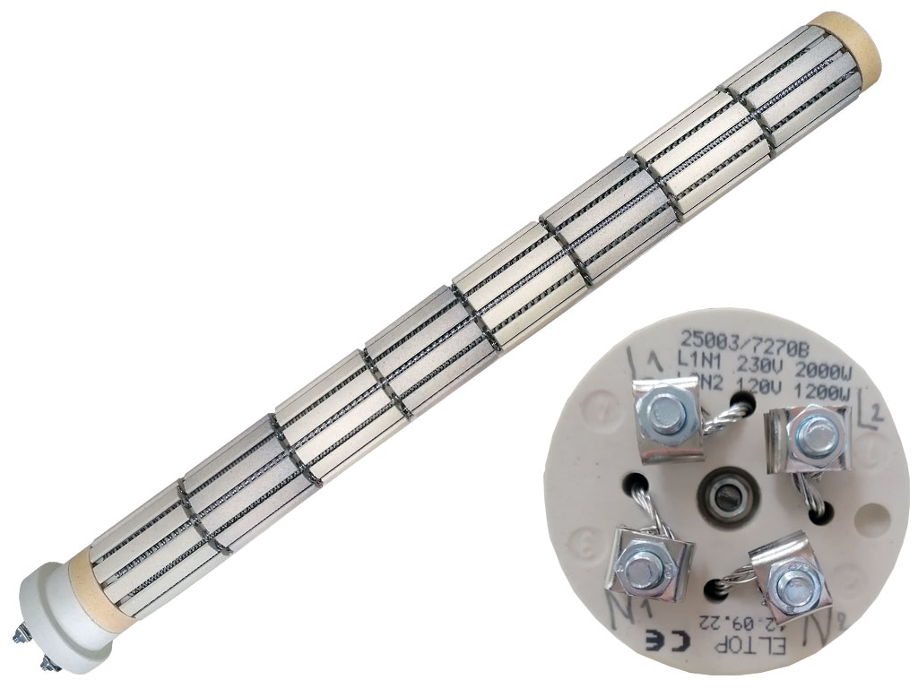 Topné těleso keramické 2000W / 230V + 1200W / 120V, suché topné těleso