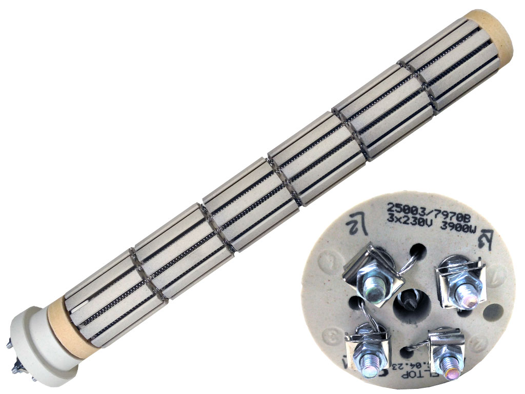 Topné těleso keramické 2000W/230V+480W/24V d=48mm