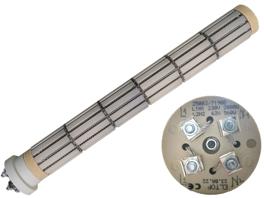 Topné těleso keramické 2000W / 230V + 560W / 62V