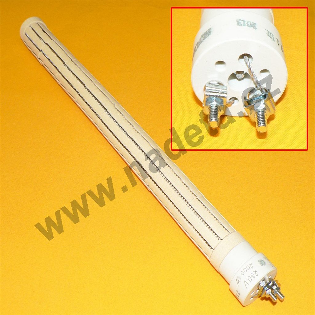 Topné těleso keramické 2000W/230V, d=36mm, l=420mm, bojler