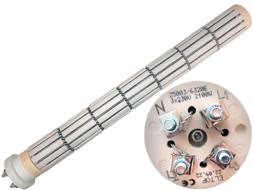 Topné těleso keramické 2100W / 3x230V s vyvedeným N, suché topné těleso