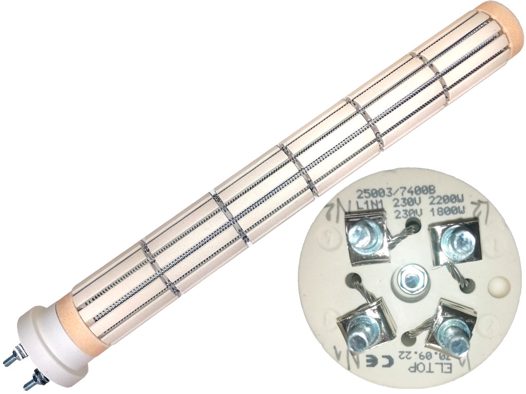 Topné těleso keramické 2200W/ 230V + 1800W / 230V, suché topné těleso