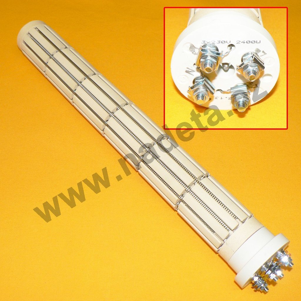 Topné těleso keramické 2400 W 3 x 230 v, á 800 W, 6 článků, 385 mm