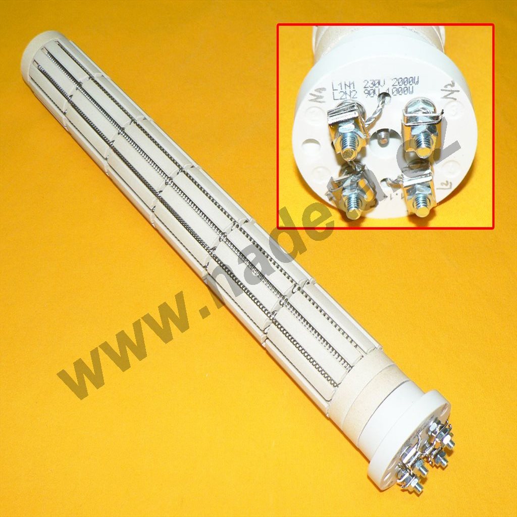 Topné těleso keramické 3000W, 2000W / 230V + 1000W / 90V d=48mm