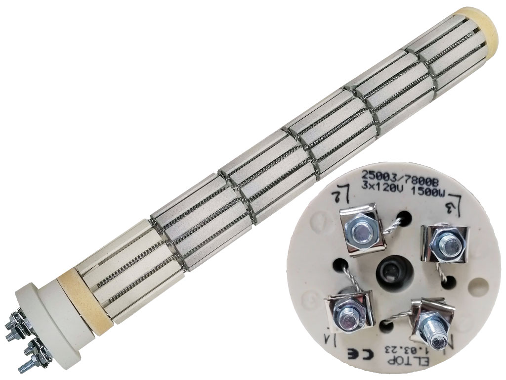 Topné těleso keramické 3x500W / 3x120V , suché topné těleso