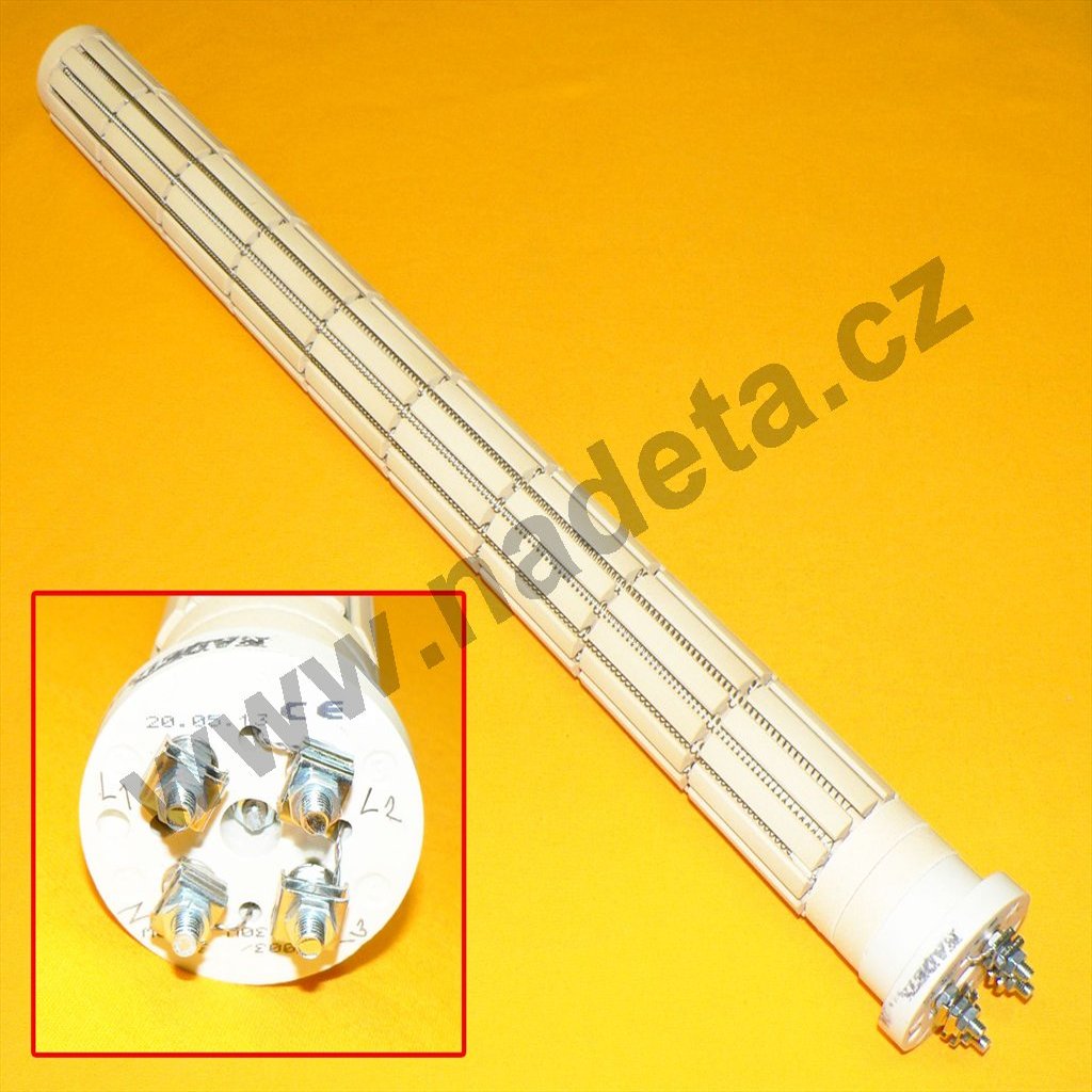 Topné těleso keramické 4500W 3x230V 4 x svorník 10 článků do bojleru a elektrokotle