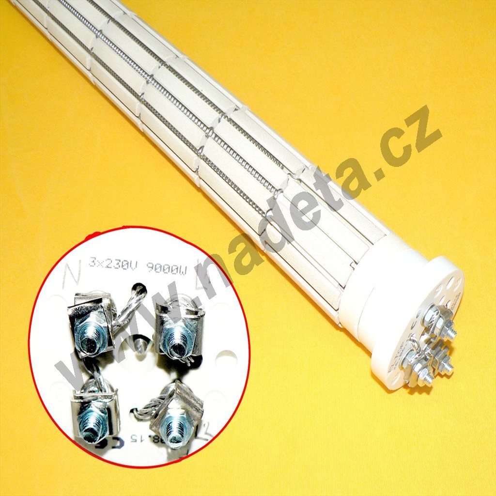Topné těleso keramické 9000W 200cm 3x230V 4 vývody