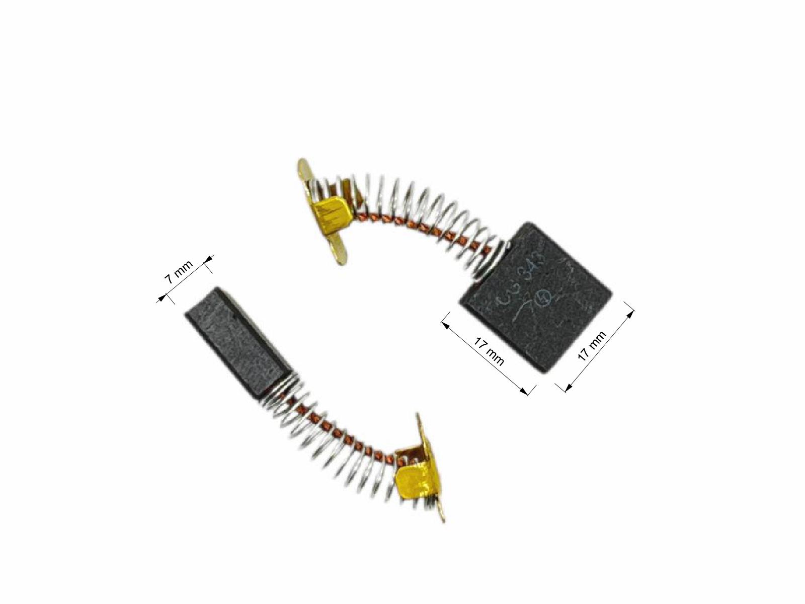 Uhlíky Hitachi 2ks, 7 x 17 x 17 mm, 999 044, 999 074 B, uhlíky do elektromotorů, vrtačky, brusky, kladiva