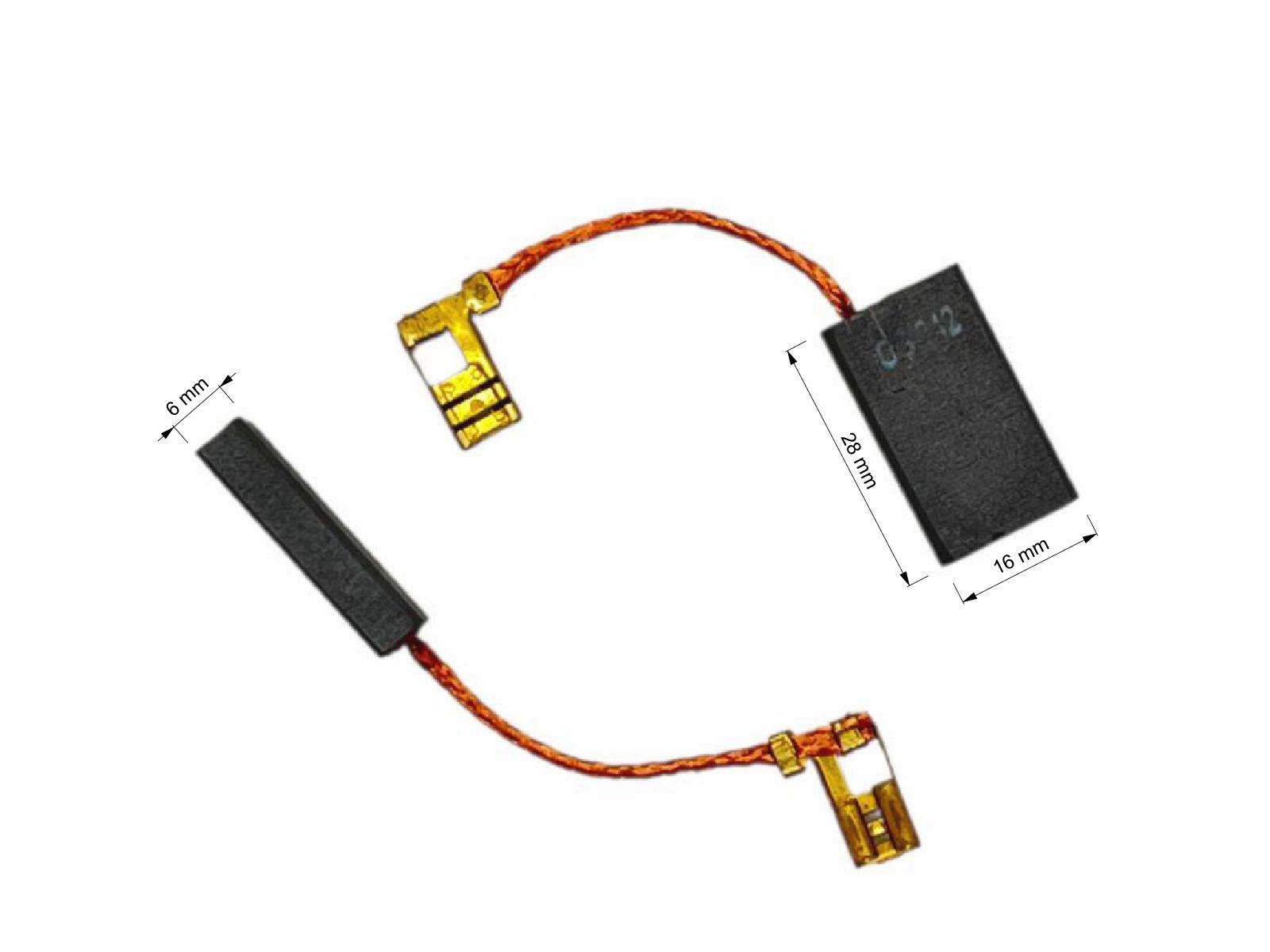Uhlíky Protool 2ks, 6 x 16 x 28 mm, 627027, uhlíky do elektromotorů
