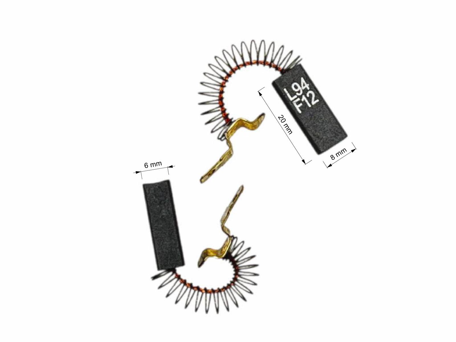 Uhlíky Zelmer 2ks, 6 x 8 x 20 mm, uhlíky elektromotoru masořezky Zelmer ZMM1589S