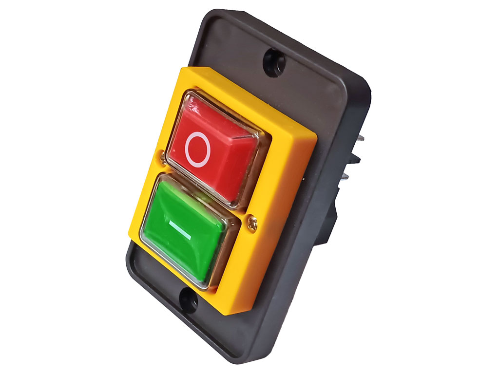 Vypínač, elektromagnetický spínač elektrického nářadí 4-piny žlutý s rámečkem YH02-A / SSTM-02 / DZ04-2